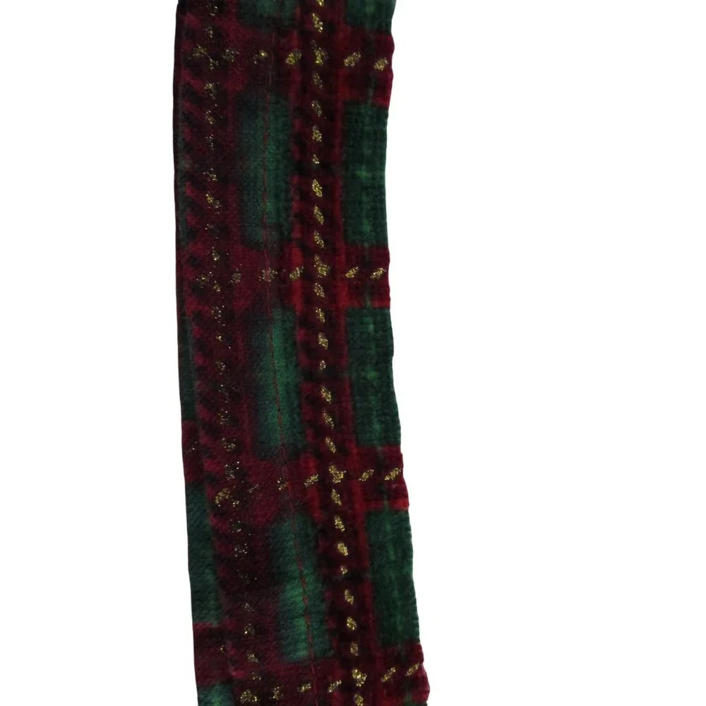 Lenox Holiday Christmas Towel Set Embroidered Holly Tartan Trim EUC